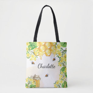 Binas honung gula blommor monogram namn tygkasse