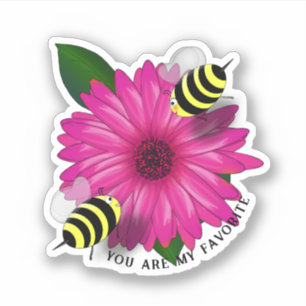 Binas lunchmöte på rosa blomma klistermärken