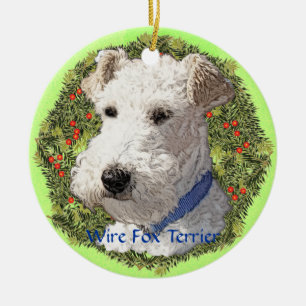 Binda foxterrierkonst julgransprydnad keramik