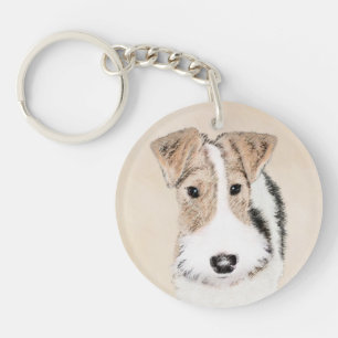 Binda foxterriermålning - gullig original-