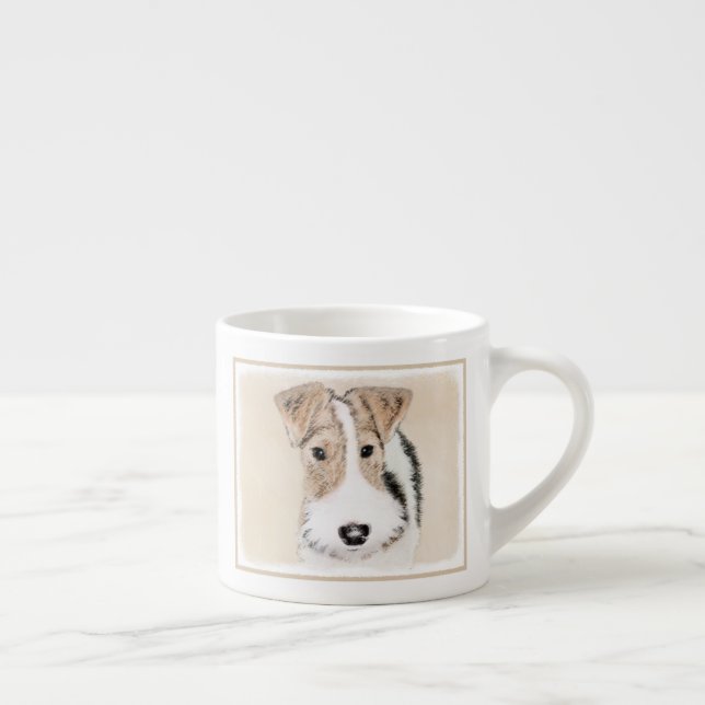 Binda foxterriermålning - gullig original- espressomugg (Höger)