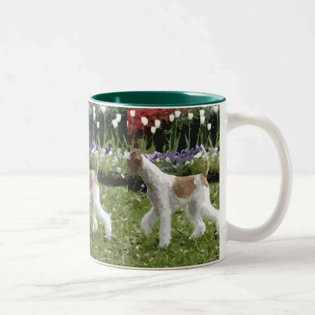 Binda foxterriern och blommor Två-Tonad mugg (Höger)