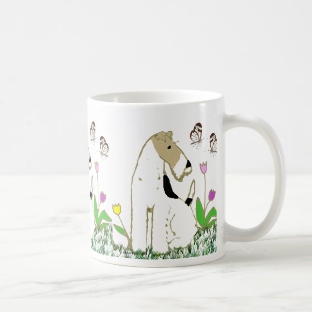 Binda foxterriern och fjärilar kaffemugg (Höger)