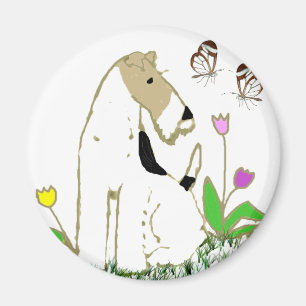 Binda foxterriern och fjärilar magnet