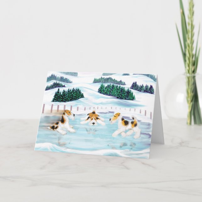 Binda foxterrierskridskon daterar helgkort (Framsida)