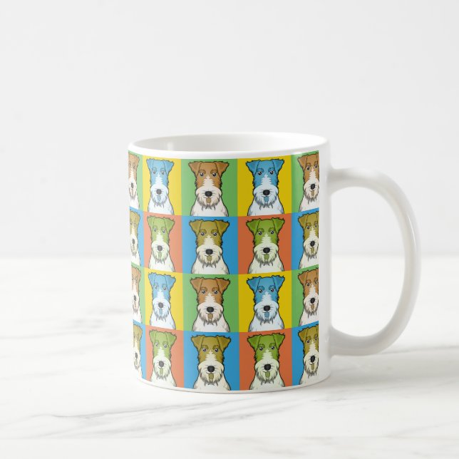 Binda Pop-Konst för foxterrierhundtecknaden Kaffemugg (Höger)