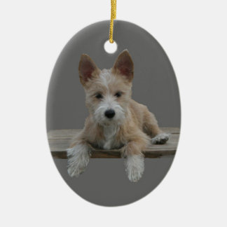 Binda portugisiska Podengo Pequeno Julgransprydnad Keramik