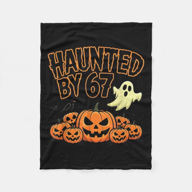 Bindad av 67 - Lustigt Ghost och Pumpkin Halloween Fleecefilt (Framsidan)