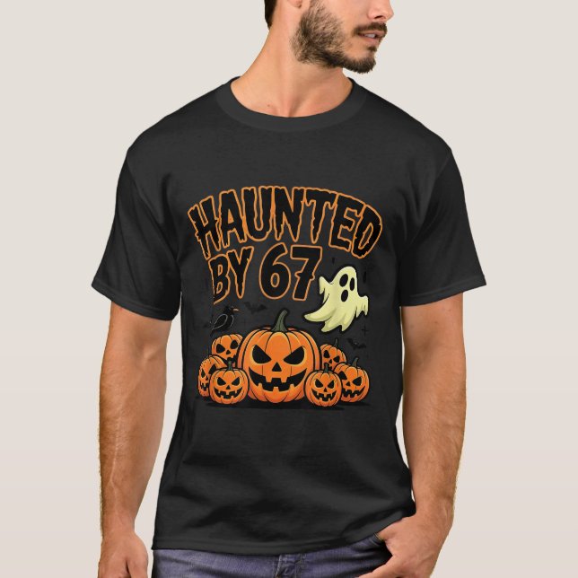 Bindad av 67 - Lustigt Ghost och Pumpkin Halloween T Shirt (Framsida)