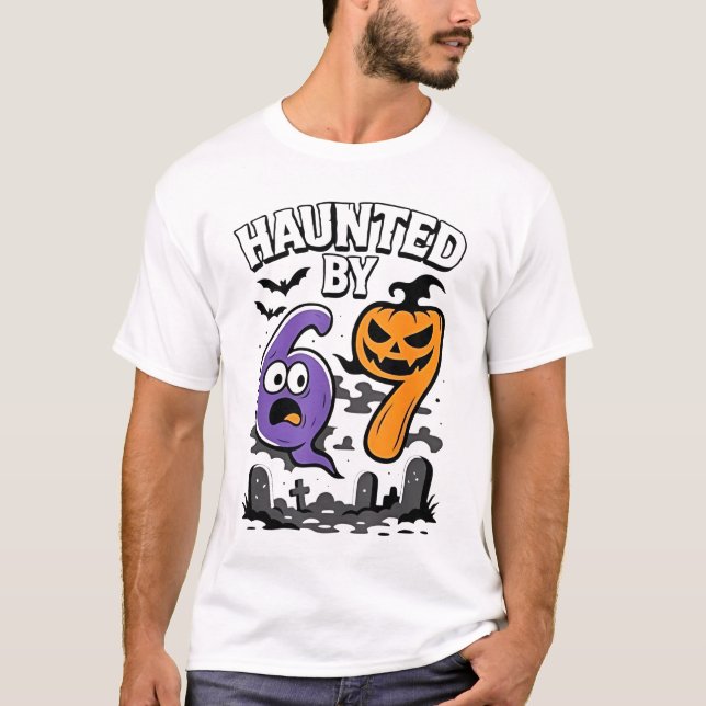 Bindad av 67 - Scary Ghost och Pumpkin Halloween T Shirt (Framsida)