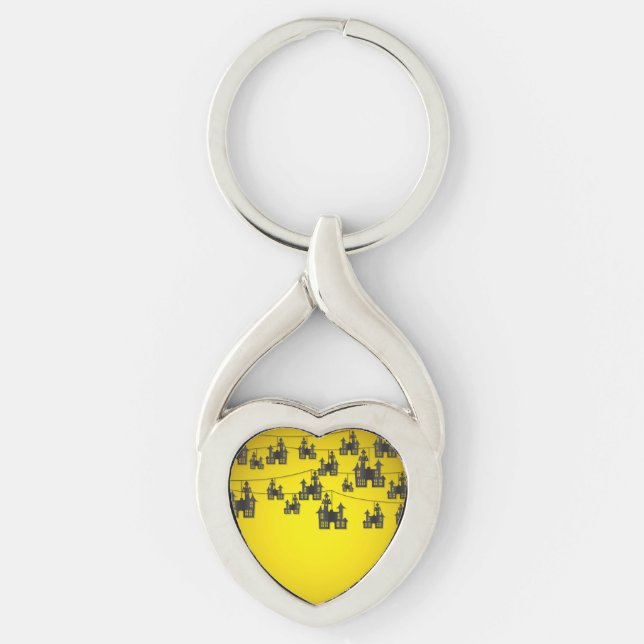 Bindad hussträng twisted heart silverfärgad nyckelring (Framsidan)