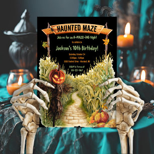 Bindad Maze Halloween Fall Födelsedagsfest Inbjudningar