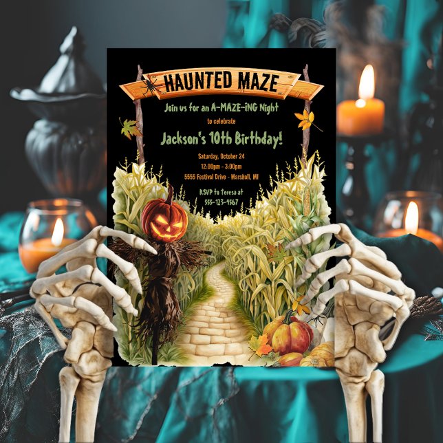 Bindad Maze Halloween Fall Födelsedagsfest Inbjudningar (Skapare uppladdad)