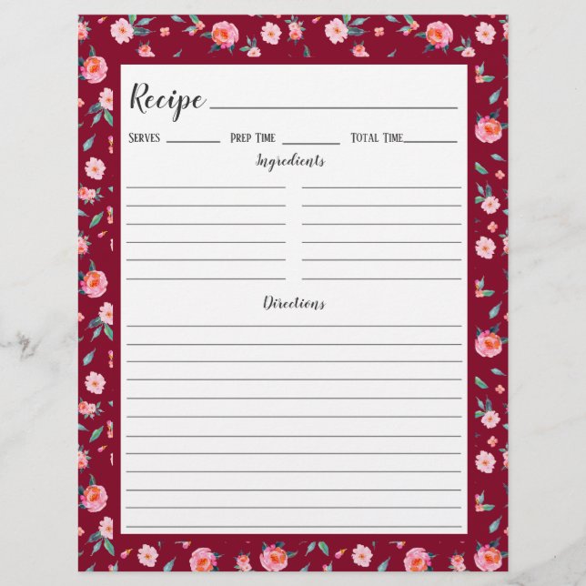 Binder-sida för Blommönstret rosa ros (Framsida)