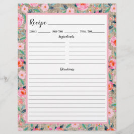 Binder-sida för recept på rustik Rosa Blommigt Bur