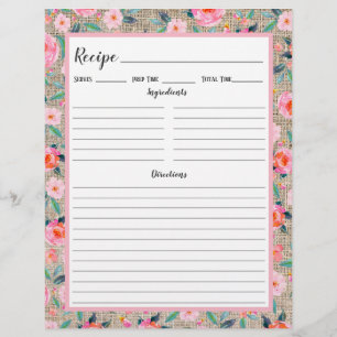 Binder-sida för recept på rustik Rosa Blommigt Bur