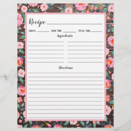 Binder-sida för Rustic Rosa Blommigt Mörk Wood Rec