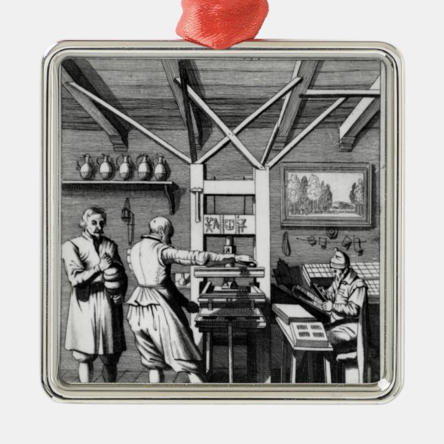 Binderyen av Laurens Janszoon Koster Julgransprydnad Metall (Framsidan)