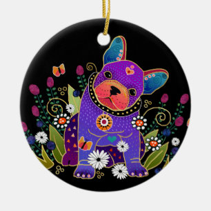 BINDI FRENCHIE Fransk Bulldog ORNATION Julgransprydnad Keramik
