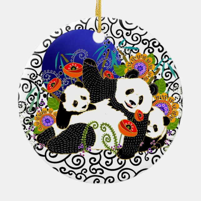BINDI PANDA FAMILY ORNAY JULGRANSPRYDNAD KERAMIK (Baksidan)