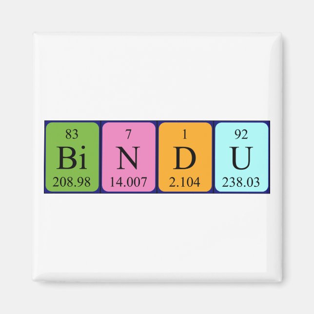 Bindu periodiskt återkommande bord namn magnet (Framsidan)