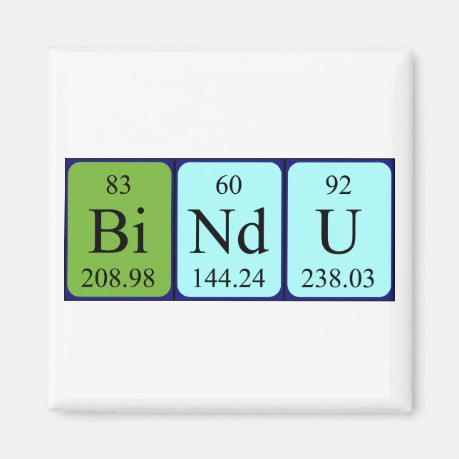 Bindu periodiskt återkommande bord namn magnet (Framsidan)