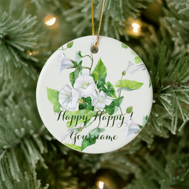 Bindweed white blomma julgransprydnad keramik (Träd)