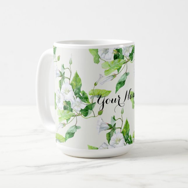 Bindweed white blomma kaffemugg (Framsida vänster)