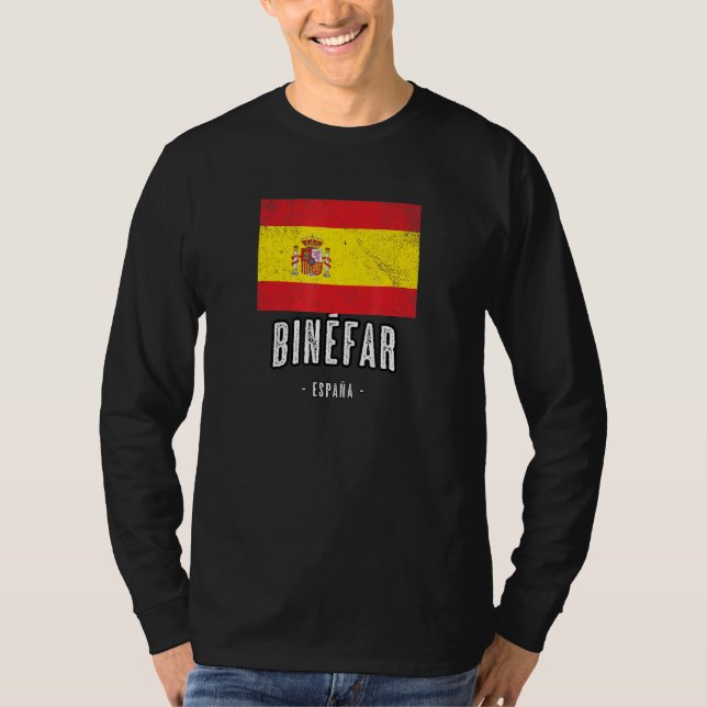 Binfar Spain Es Flagga City - Bandera Ropa - T Shirt (Framsida)