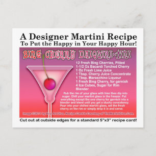 Bing Cherry Daiquiri Martini Recipe Postcard Vykort