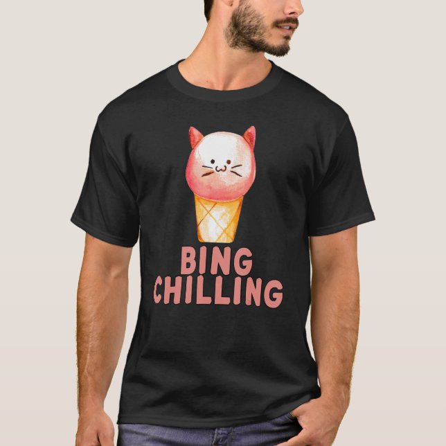 Bing Chilling Ice Cream Cat Meme Kattunge Viral Qu T Shirt (Framsida)