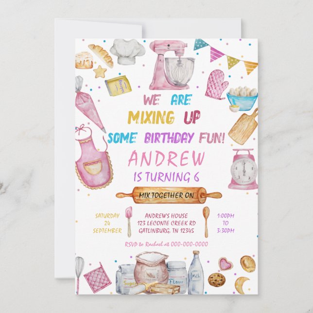 Bing Födelsedagsfest Girl Cooking-inbjudan Inbjudningar (Framsida)