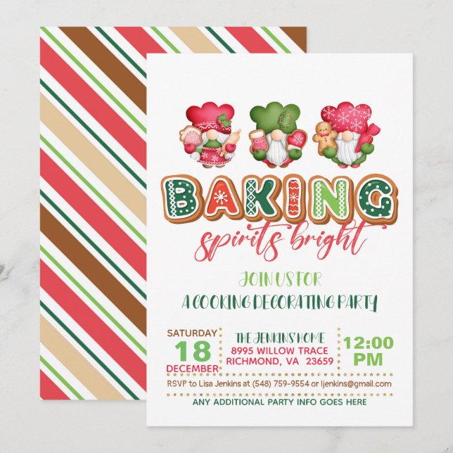 Bing Spirits Bright med Gnomes-inbjudan - WH Inbjudningar (Fram/baksida)
