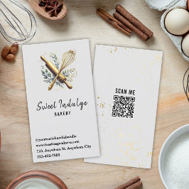 Bing Utensil QR-kod Grått Guld Bakery Visitkort