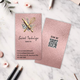 Bing Utensil QR-koden Ro Guld Glitter Bakery Visitkort