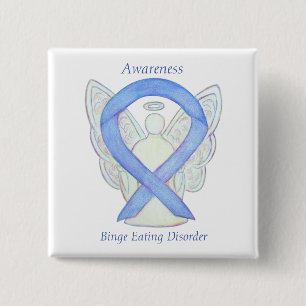 Binge Öron Öron Medvetenhet Ribbon Angel Pin Knapp