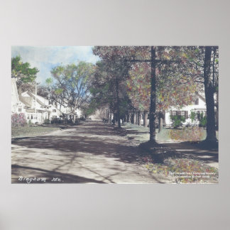 Bingham, Maine - Fall Scene på Main Street Poster