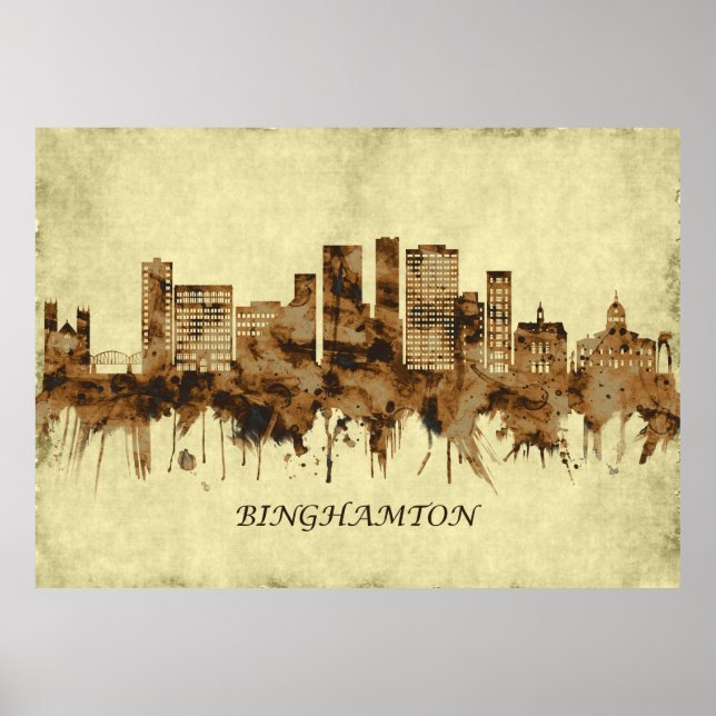 Binghamton New York Cityscape Poster (Framsidan)