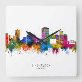 Binghamton New York Siluett Fyrkantig Klocka