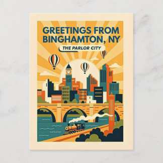 Binghamton NY The Parlor City Retro blir Vykort