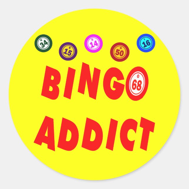 BINGO ADDICT RUNT KLISTERMÄRKE (Framsida)