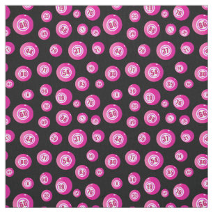 Bingo Älskare Rosa Bingo Bollar Mönster på Black Tyg