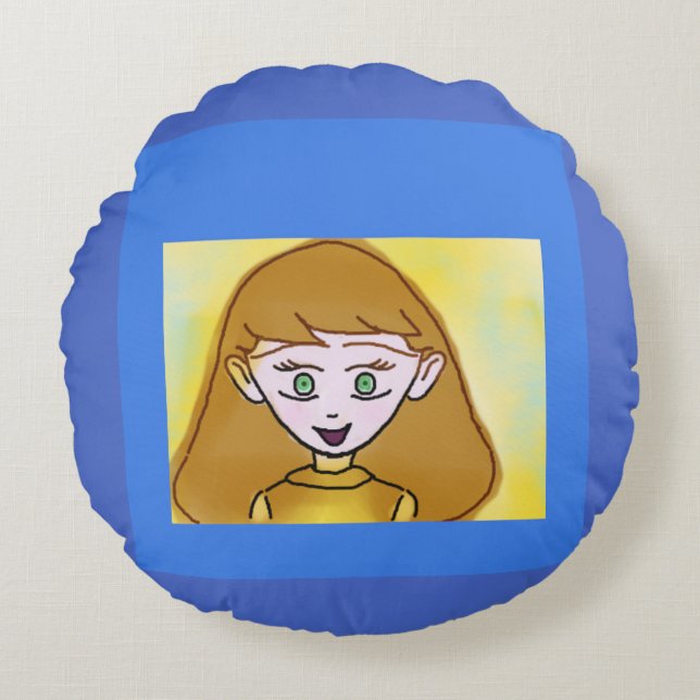 Bingo Anime Round Pillow Rund Kudde (Framsidan)