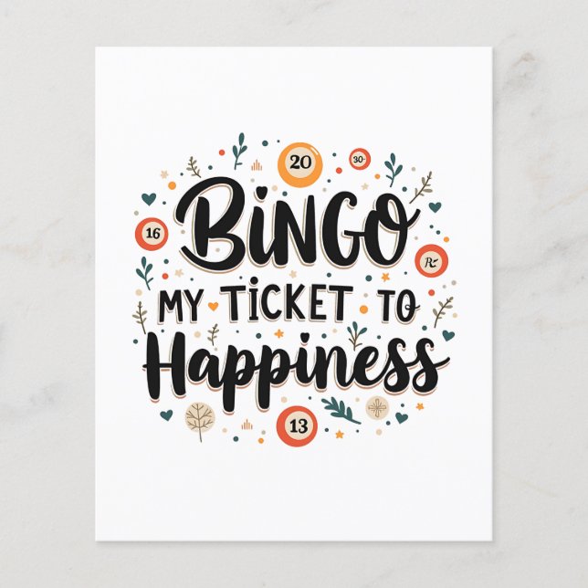 Bingo är Biljett till Happiness Funny Bingo Game (Framsida)