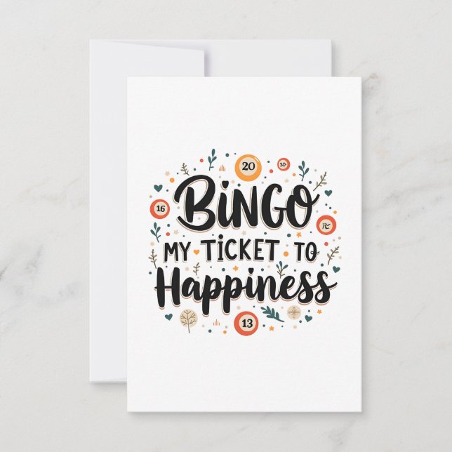 Bingo är Biljett till Happiness Funny Bingo Game OSA Kort (Framsida)