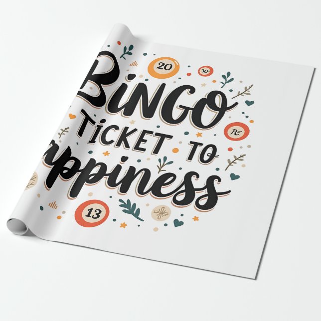 Bingo är Biljett till Happiness Funny Bingo Game Presentpapper (Utrullad)
