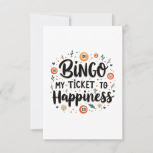 Bingo är Biljett till Happiness Funny Bingo Game Tack Kort