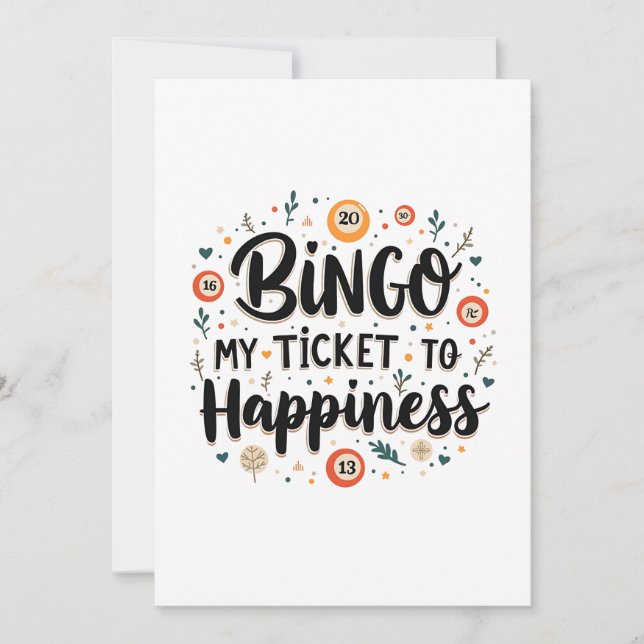 Bingo är Biljett till Happiness Funny Bingo Game Tack Kort (Framsida)