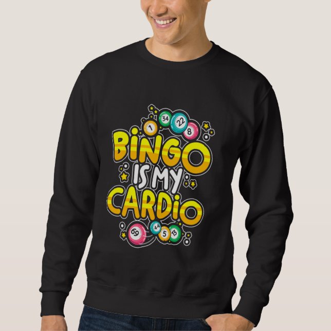 Bingo är min Cardio med Lucky Bollar - Bingo Dabbe Lång Ärmad Tröja (Framsida)