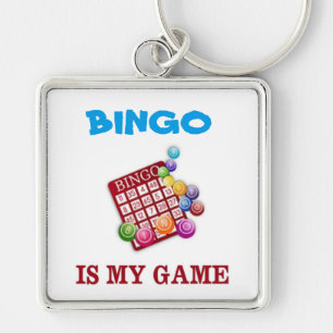 BINGO ÄR MIN GAME FYRKANTIG SILVERFÄRGAD NYCKELRING